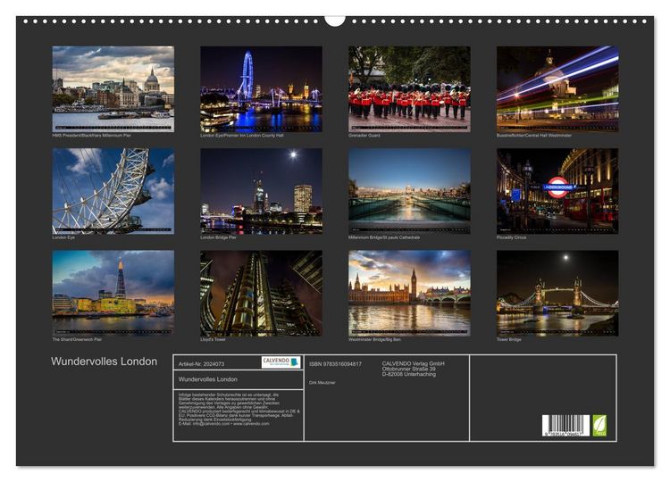 Produktbild: Wundervolles London (Wandkalender 2026 DIN A2 quer), CALVENDO Monatskalender