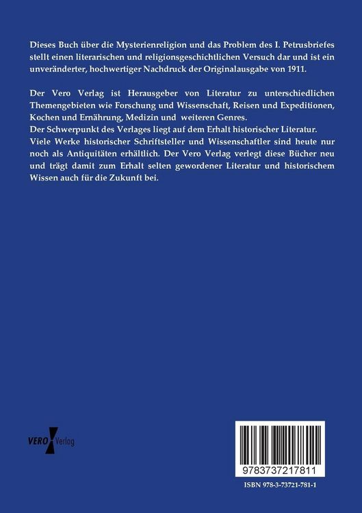 Produktbild: Die Mysterienreligion und das Problem des I. Petrusbriefes
