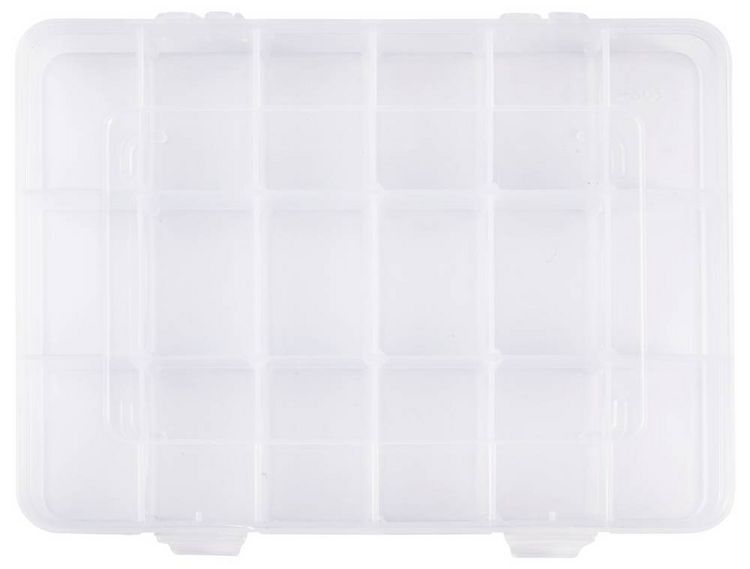 Produktbild: TRU COMPONENTS TC-SG18-012 Sortimentskasten (L x B x H) 200 x 160 x 30 mm Anzahl F&auml;cher: 18 variable Unterteilung Inhalt 1 St.