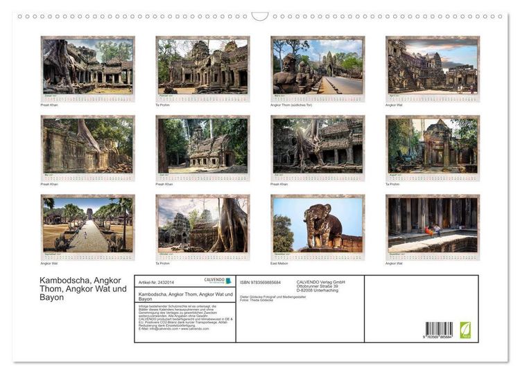 Produktbild: Kambodscha, Angkor Thom, Angkor Wat und Bayon (Wandkalender 2027 DIN A2 quer), CALVENDO Monatskalender