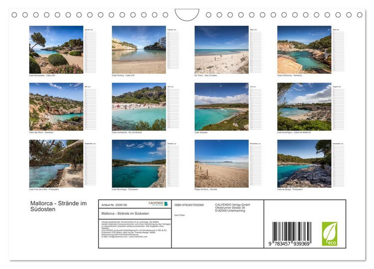 Produktbild: Mallorca - Str&auml;nde im S&uuml;dosten (Wandkalender 2026 DIN A4 quer), CALVENDO Monatskalender