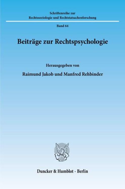 Produktbild: Beitr&auml;ge zur Rechtspsychologie.