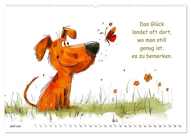 Produktbild: Vier Pfoten, viele Spr&uuml;che - Lustige Weisheiten mit Hund (Wandkalender 2026 DIN A2 quer), CALVENDO Monatskalender