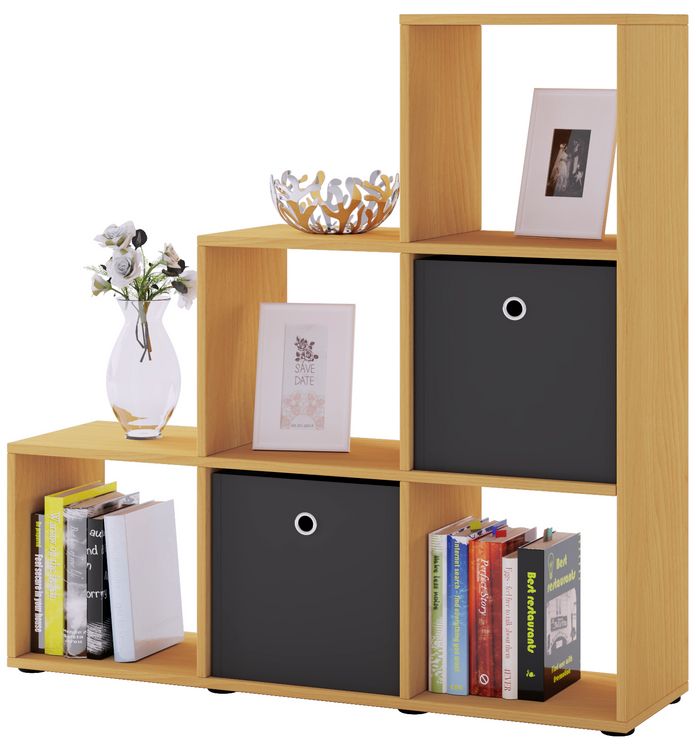 Produktbild: Holz Stand Treppenregal Regal 6 F&auml;cher Nitas