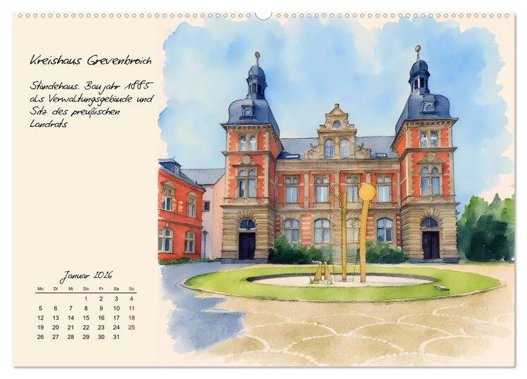 Produktbild: Rundgang durch Grevenbroich (Wandkalender 2026 DIN A2 quer), CALVENDO Monatskalender