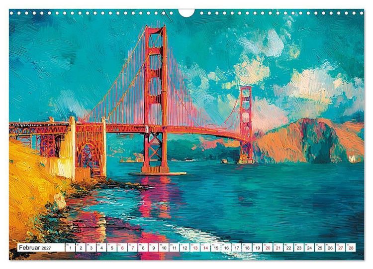 Produktbild: Die Golden Gate Bridge - Ikone am Pazifik (Wandkalender 2027 DIN A3 quer), CALVENDO Monatskalender