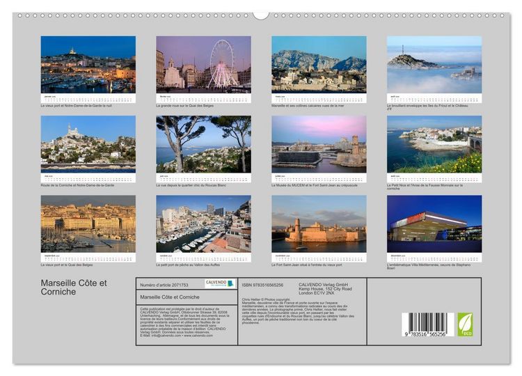 Produktbild: Marseille C&ocirc;te et Corniche (Calendrier mural 2026 DIN A2 vertical) calendrier de bureau