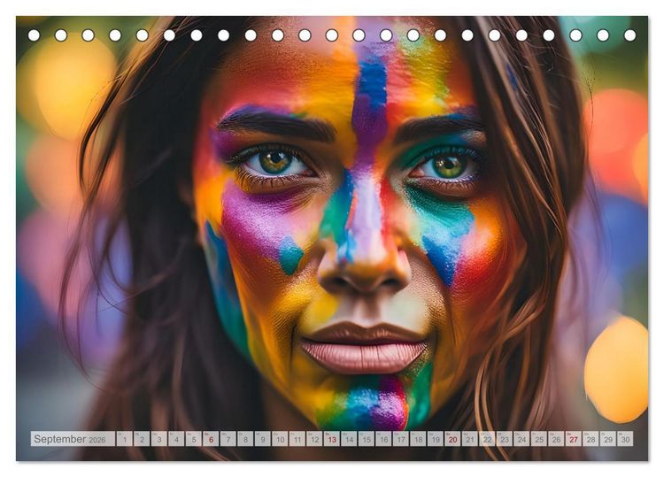 Produktbild: Farben der Weiblichkeit - Kunstvolle KI Portraits (Tischkalender 2026 DIN A5 quer), CALVENDO Monatskalender