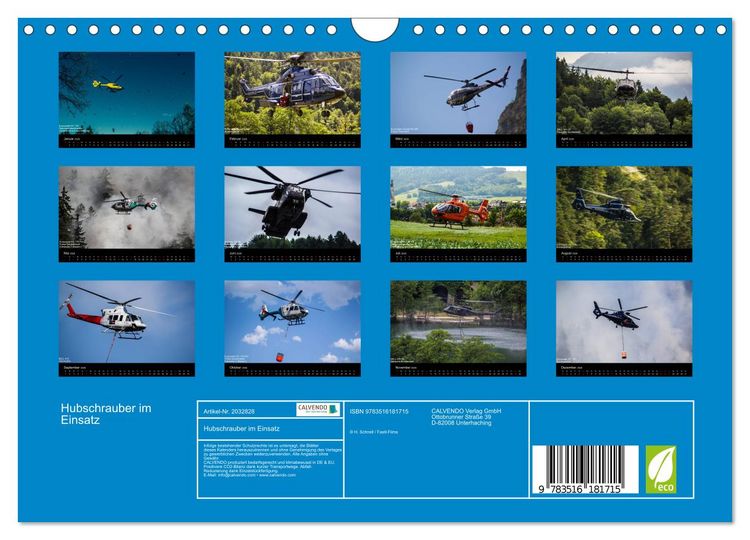 Produktbild: Hubschrauber im Einsatz (Wandkalender 2026 DIN A4 quer), CALVENDO Monatskalender