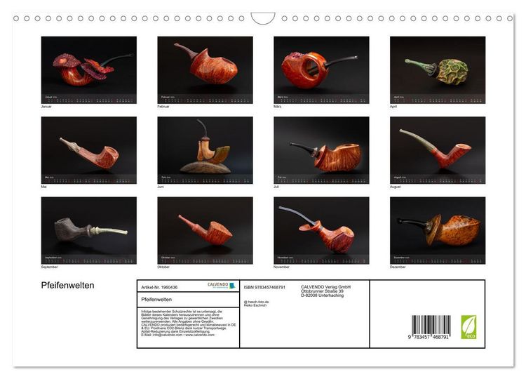 Produktbild: Pfeifenwelten (Wandkalender 2026 DIN A3 quer), CALVENDO Monatskalender