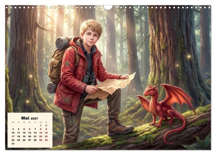 Produktbild: Kleine Entdecker auf magischen Reisen - Fantasy-Welten f&uuml;r Kinder (Wandkalender 2027 DIN A3 quer), CALVENDO Monatskalender
