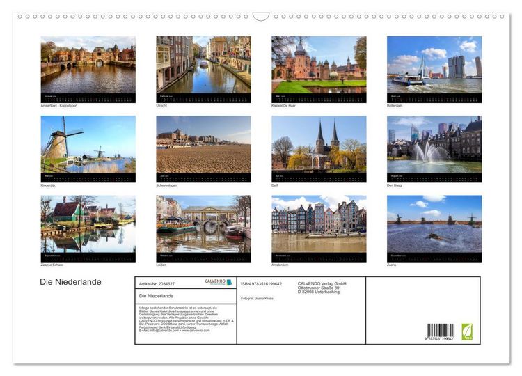 Produktbild: Die Niederlande (Wandkalender 2026 DIN A2 quer), CALVENDO Monatskalender