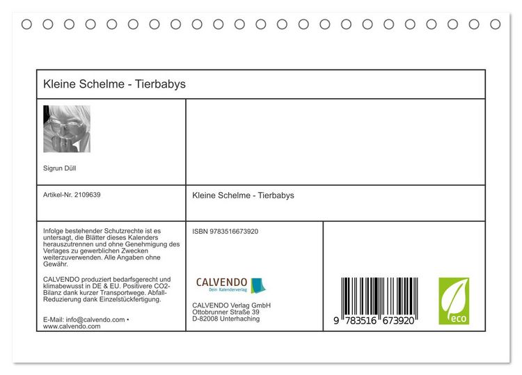 Produktbild: Kleine Schelme - Tierbabys (Tischkalender 2026 DIN A5 quer), CALVENDO Monatskalender