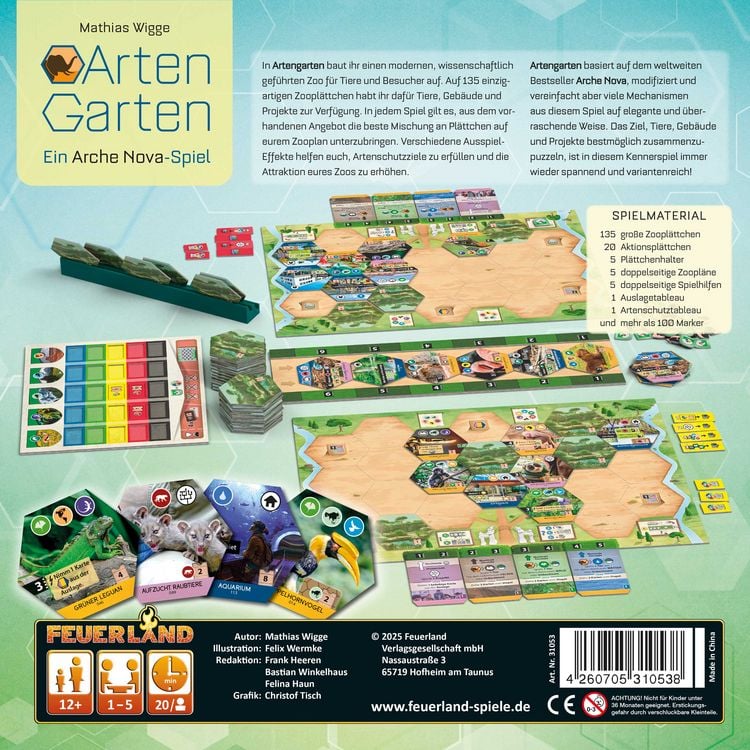 Produktbild: Feuerland FEU31053 - Artengarten, Empfohlen Kennerspiel 2026, Ein Arche Nova Spiel