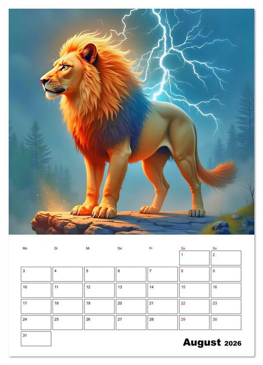 Produktbild: Majest&auml;tische K&ouml;nige der Wildnis (hochwertiger Premium Wandkalender 2026 DIN A2 hoch), Kunstdruck in Hochglanz