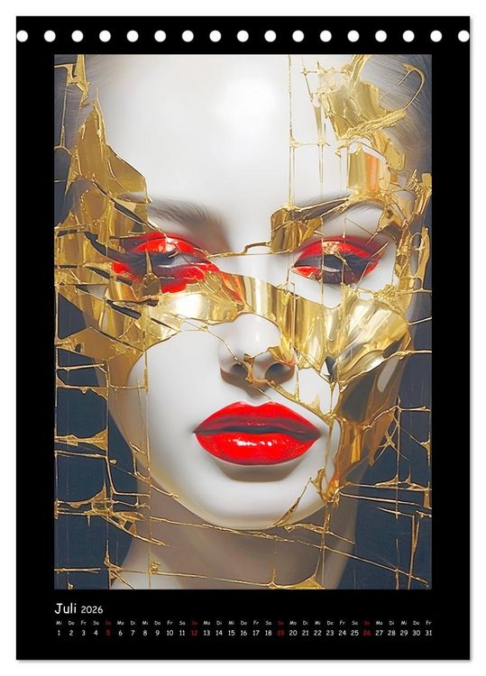 Produktbild: Goldene Portraits. Fusion von Kunst und &Auml;sthetik (Tischkalender 2026 DIN A5 hoch), CALVENDO Monatskalender