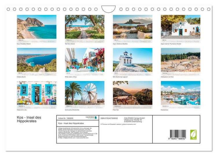 Produktbild: Kos - Insel des Hippokrates (Wandkalender 2026 DIN A4 quer), CALVENDO Monatskalender