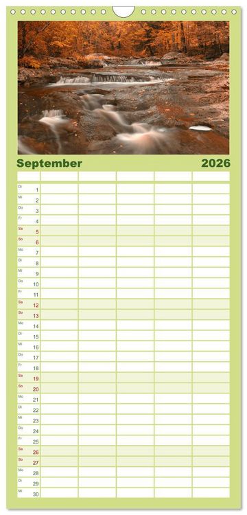 Produktbild: Familienplaner 2026 - Neu England, Indian Summer mit 5 Spalten (Wandkalender, 21 x 45 cm) CALVENDO