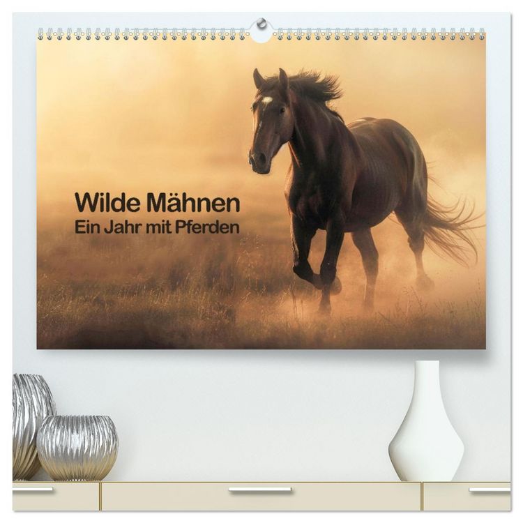 Produktbild: Wilde M&auml;hnen: Ein Jahr mit Pferden (hochwertiger Premium Wandkalender 2026 DIN A2 quer), Kunstdruck in Hochglanz