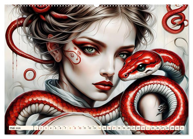 Produktbild: Adoratrice de serpents (Calendrier mural 2026 DIN A2 vertical), CALVENDO calendrier mensuel