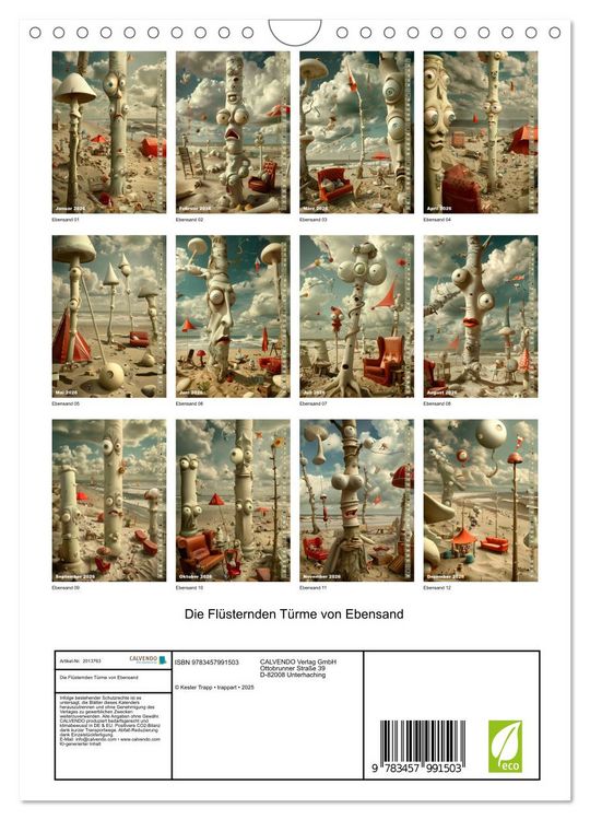 Produktbild: Die Fl&uuml;sternden T&uuml;rme von Ebensand (Wandkalender 2026 DIN A4 hoch), CALVENDO Monatskalender