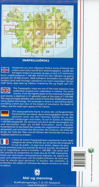 Produktbild: Island Atlaskort 03 Snaefells 1 : 100 000