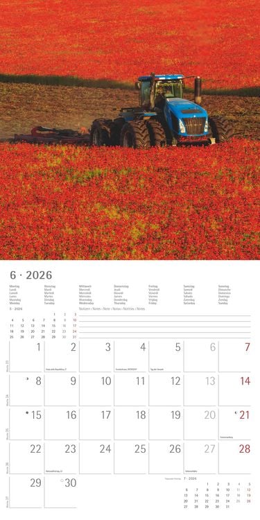Produktbild: Traktoren 2026 - Broschürenkalender 30x30 cm (30x60 geöffnet) - Kalender mit Platz für Notizen - Tractors - Bildkalender - Wandplaner - Wandkalender
