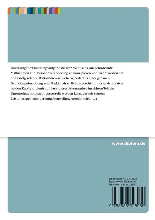 Produktbild: Konzeption und Entwurf imagef&ouml;rdernder Massnahmen zur Personenver&auml;nderung