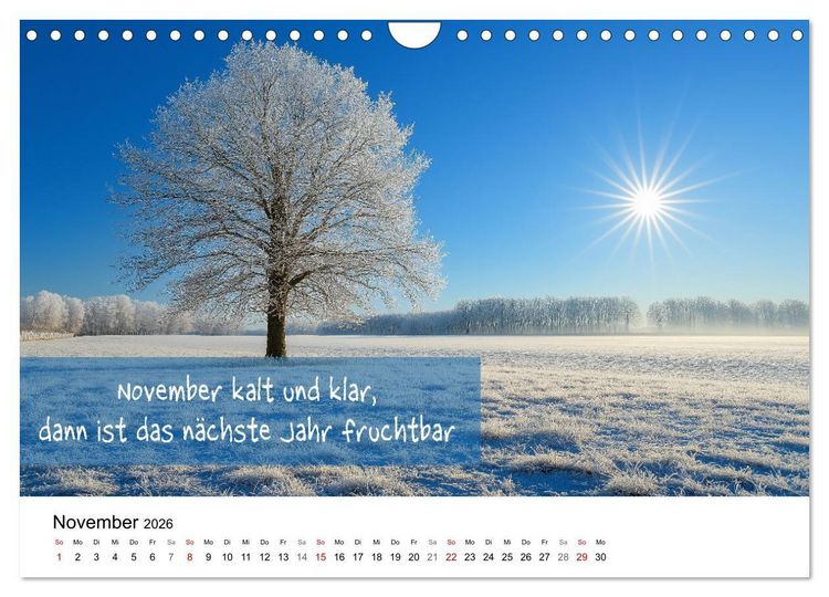 Produktbild: Bauernregeln Kalender - Rhythmus der Jahreszeiten (Wandkalender 2026 DIN A4 quer), CALVENDO Monatskalender