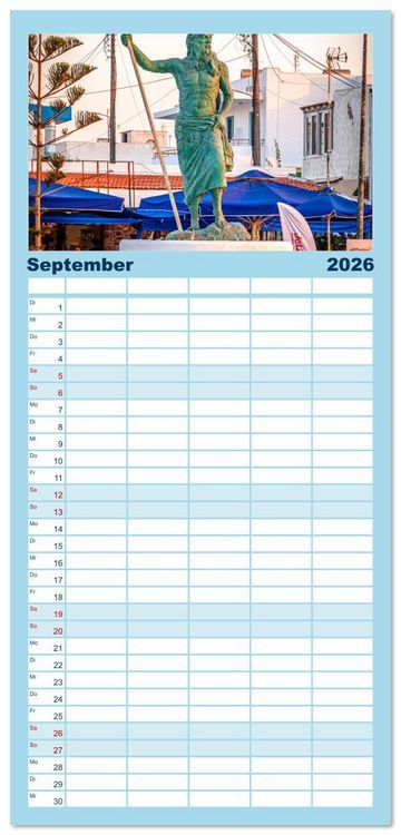 Produktbild: Familienplaner 2026 - Insel Kos in Griechenland mit 5 Spalten (Wandkalender, 21 x 45 cm) CALVENDO