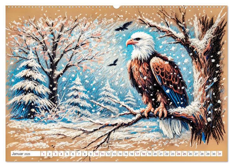 Produktbild: Der Ruf des Adlers - Majest&auml;tischer K&ouml;nig der L&uuml;fte in Aktion (hochwertiger Premium Wandkalender 2026 DIN A2 quer), Kunstdruck in Hochglanz
