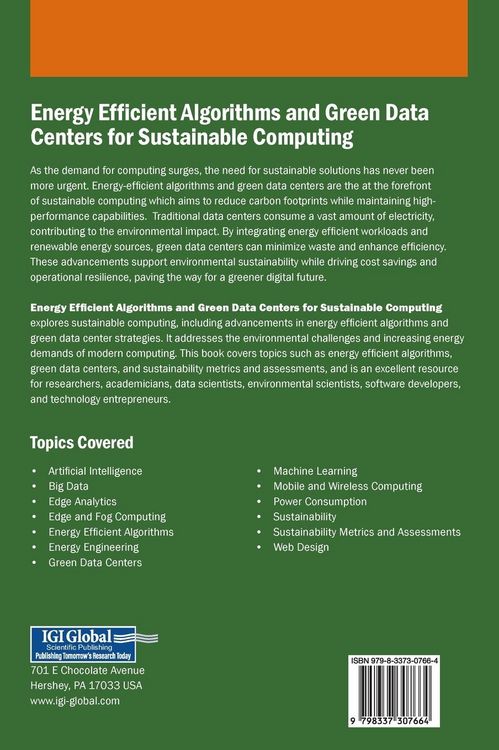 Produktbild: Energy Efficient Algorithms and Green Data Centers for Sustainable Computing
