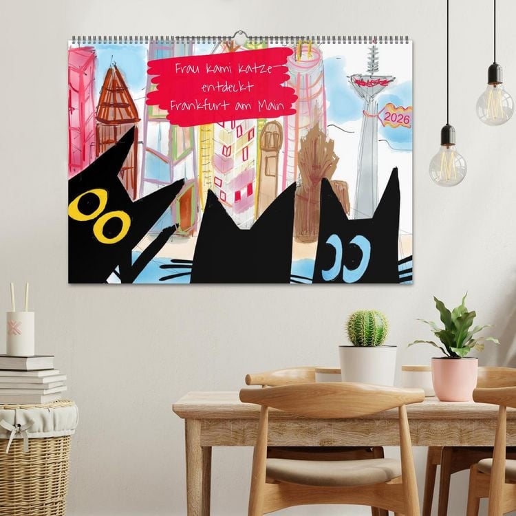 Produktbild: Frau Kami Katze entdeckt Frankfurt am Main (Wandkalender 2026 DIN A2 quer), CALVENDO Monatskalender