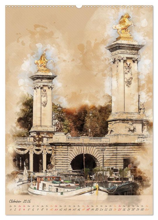 Produktbild: Paris - la Ville de l'amour (Wandkalender 2026 DIN A2 hoch), CALVENDO Monatskalender