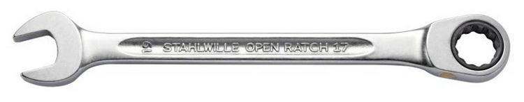 Produktbild: Stahlwille 40171313 17F 13 FLACH Maul-Ringratschenschl&uuml;ssel Schl&uuml;sselweite (Metrisch) 8 - 19 mm