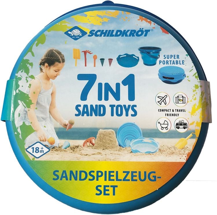 Produktbild: Schildkr&ouml;t Funsports - 7in1 Sand Toys Falteimer Set - blau