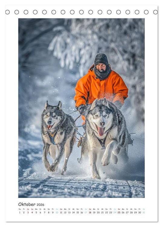 Produktbild: Schlittenhunderennen (Tischkalender 2026 DIN A5 hoch), CALVENDO Monatskalender