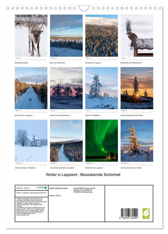 Produktbild: Winter in Lappland - Bezaubernde Sch&ouml;nheit (Wandkalender 2026 DIN A3 hoch), CALVENDO Monatskalender
