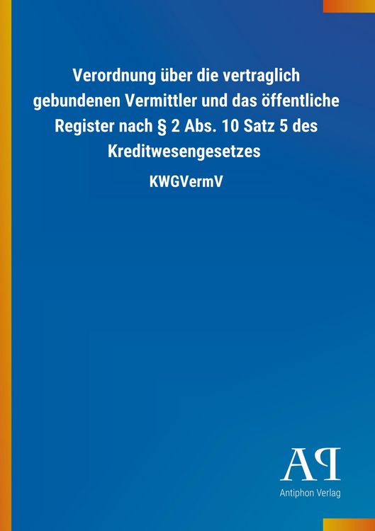 Produktbild: Verordnung &uuml;ber die vertraglich gebundenen Vermittler und da