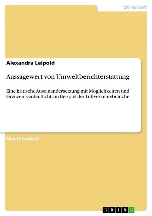 Produktbild: Aussagewert von Umweltberichterstattung