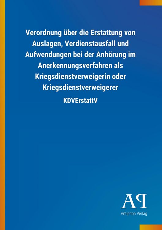 Produktbild: Verordnung &uuml;ber die Erstattung von Auslagen, Verdienstausfal