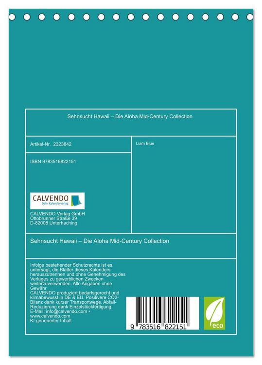 Produktbild: Sehnsucht Hawaii &ndash; Die Aloha Mid-Century Collection (Tischkalender 2027 DIN A5 hoch), CALVENDO Monatskalender