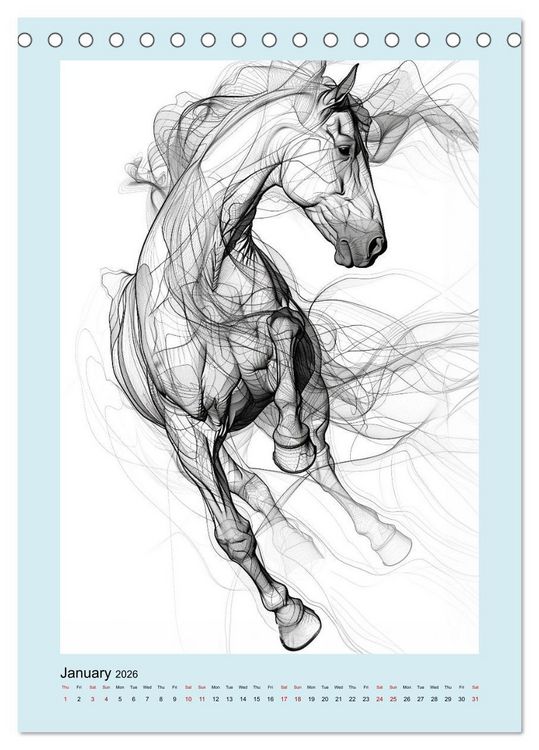Produktbild: Sketchy Power Horses (Desk Calendar 2026 DIN A5 portrait), CALVENDO 12 Month DeskCalendar