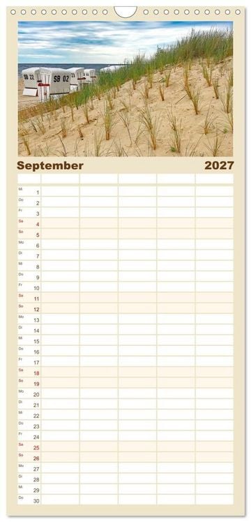 Produktbild: Familienplaner 2027 - Usedom - ein Traumreiseziel mit 5 Spalten (Wandkalender, 21 x 45 cm) CALVENDO