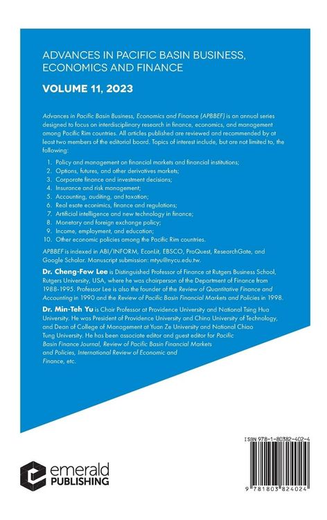 Produktbild: Advances in Pacific Basin Business, Economics and Finance