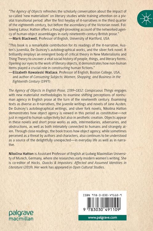Produktbild: The Agency of Objects in English Prose, 1789&ndash;1832