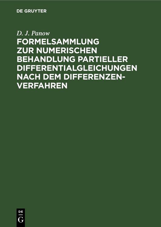 Produktbild: Formelsammlung zur numerischen Behandlung partieller Differentialgleichungen nach dem Differenzenverfahren