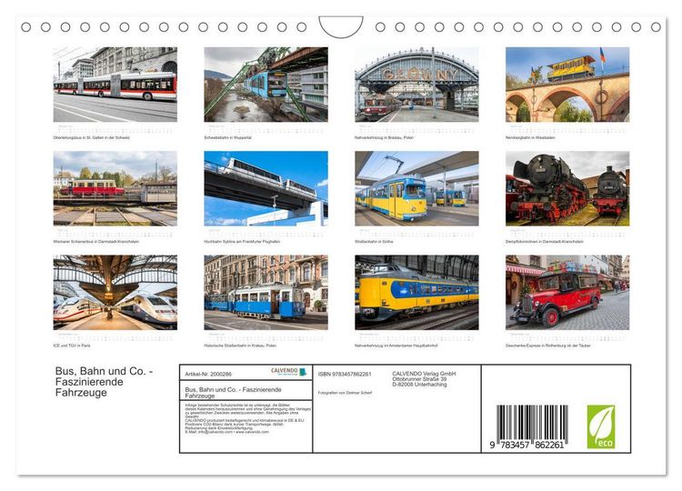 Produktbild: Bus, Bahn und Co. - Faszinierende Fahrzeuge (Wandkalender 2026 DIN A4 quer), CALVENDO Monatskalender
