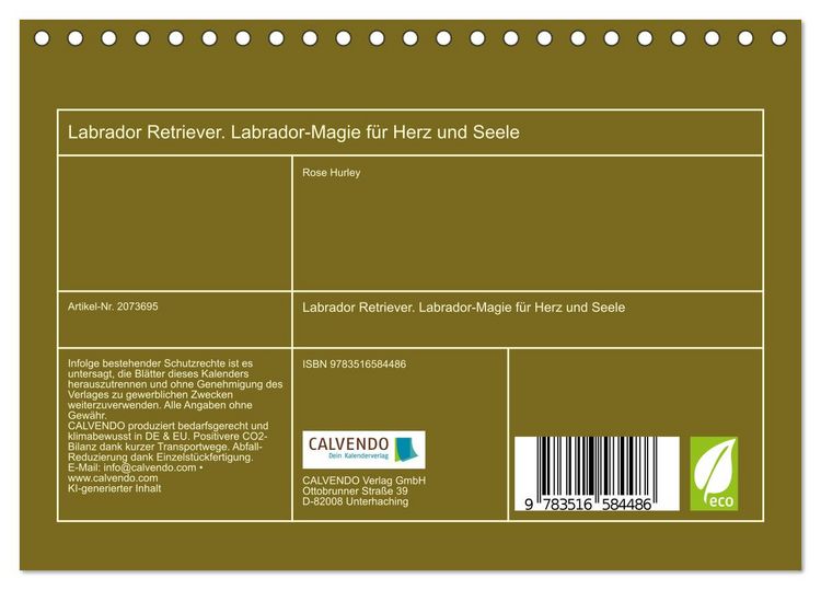 Produktbild: Labrador Retriever. Labrador-Magie f&uuml;r Herz und Seele (Tischkalender 2026 DIN A5 quer), CALVENDO Monatskalender