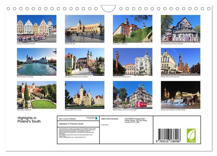 Produktbild: Highlights in Poland's South (Wall Calendar 2026 DIN A4 landscape), CALVENDO 12 Month Wall Calendar